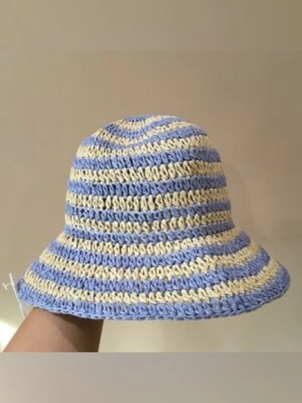 NWT- HOUSE OF HARLOW Blue Stripe Straw Bucket Hat
